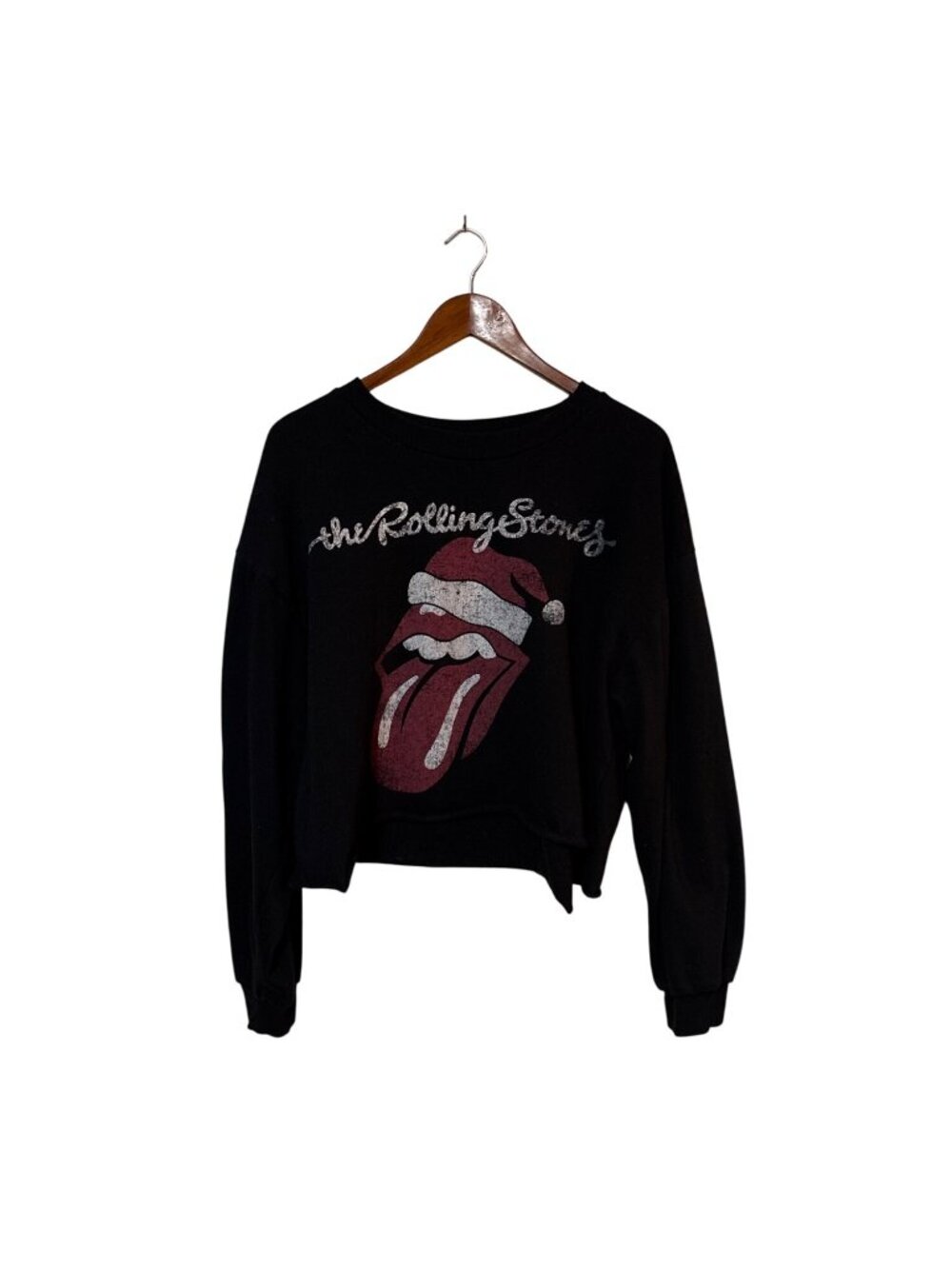Santa Hat The Rolling Stones Black‎ Cropped Sweatshirt XXL